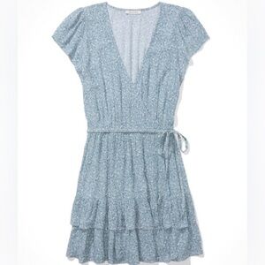 American Eagle Ruffle Wrap Mini Dress